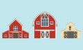 Barn icon set. Vector illustration of red farm house Royalty Free Stock Photo